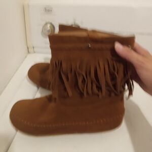 Moccasin style ankle booties size 9.5 brown